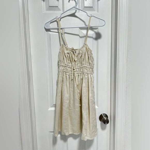 FAITHFULL THE BRAND Shivka Mini Dress in Plain Egg Shell - Picture 4 of 7